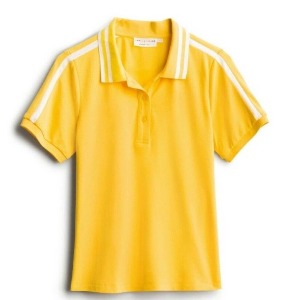 Katie Sturino Yellow with White Stripe Polo NWT Size XS
